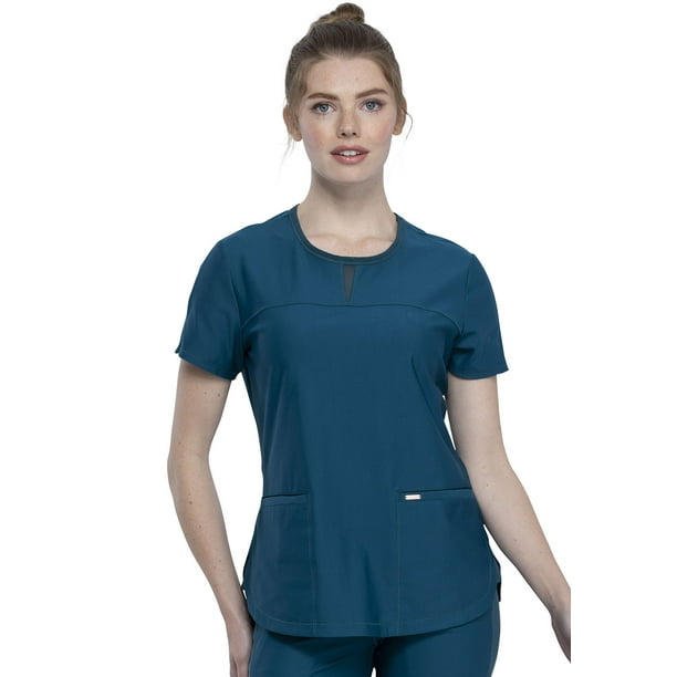 Black Cherokee Scrubs Form Round Neck Top CK841 BLK Black Cherokee Scrubs Form Round Neck Top CK841 BLK